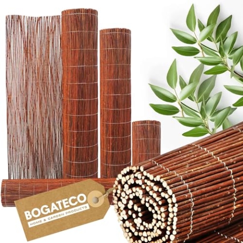 BOGATECO Weidenmatte Sichtschutz Zaun aus Holz |Gartenzaun 150 cm Hoch & 500 cm Lang | Perfekt Weidenzaun für den Garten, Balkon und Terrasse natürlicher Sichtschutzzaun