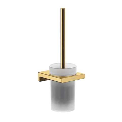 hansgrohe AddStoris - Toilettenbürste mit Halter, Toilettenbüstenhalter für Wandmontage, WC-Bürste mit Halter, verdeckte Befestigung, Badezimmer Zubehör, Polished Gold Optic, 41752990