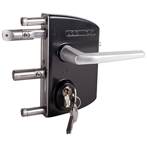 LOCINOX Schloss für Drehtor LAKQ 60 U2, RAL 9005, Rahmenbreite 60-80 mm Industrieschloss, Hoftor, Flügeltor, Flügeltorschloss