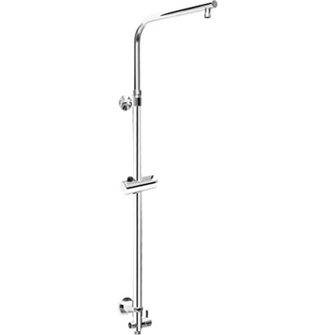 Cornat Steigrohr "Square Vario" - 80 - 130 cm - Höhenverstellbar - Eckige Form - Mit Umschalter & Handbrausenhalter - Variable Wandbefestigungen / Duschstange für Kopfbrausen / Brausearm / TECBW3411