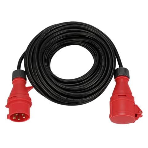 REV CEE Verlängerung - Verlängerungskabel 20m außen IP44 - Starkstromkabel, 11000W, 400V, schwarz