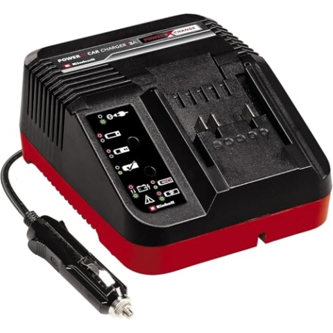 Einhell Original Ladegerät Power X-Car Charger 3A Power X-Change (Li-Ion, 18V, 12 V Stecker, permanente Akkuüberwachung und intelligentes Lademanagement, 7-fache Zustands-LED-Anzeige)