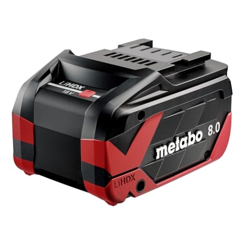 metabo LiHDX Akkupack 18 V 8,0 Ah - Hochleistungsakku mit Tabless-Technologie, Lange Laufzeit, Schnellladefähig - Kompatibel mit 18 V CAS Geräten - Ideal für Extremanwendungen