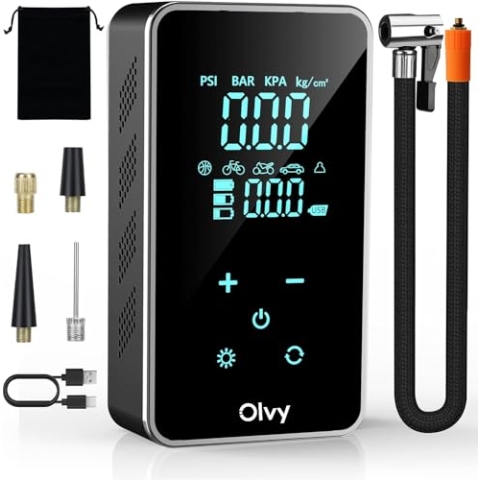 Olvy Luftkompressor 7000 mAh, Mini Reifenpumpe, Elektrischer Kompressor Fahrradpumpe, Elektrische Luftpump, Mini-Kompressor für Auto Fahrrad Bälle