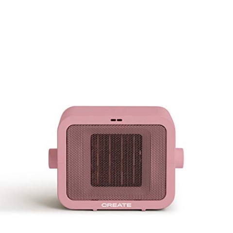 CREATE/WARM BOX/Keramik-Heizung Pastellrosa/Tragbare Heizung, Thermostat, 2 Leistungen, PTC-Heizung, Überhitzungsschutz, 1500W