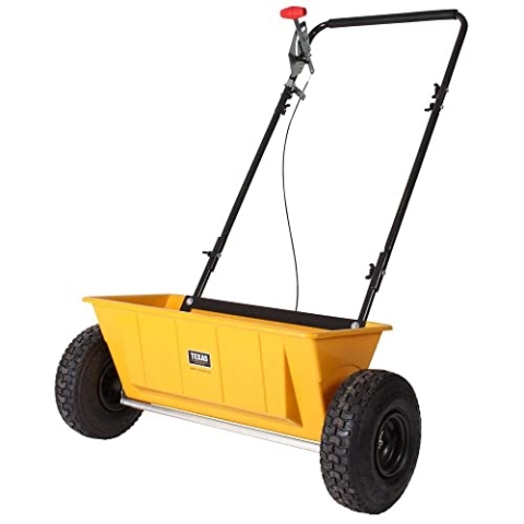 TEXAS Profi Streuwagen XL Salz Rasendünger Rasen, 56cm Streubreite, 25 Liter, Rasensamen Dünger Salzstreuer Smart Spreader 200 | große leichtlaufende Lufträder | verstellbare Dosierung mit Handhebel