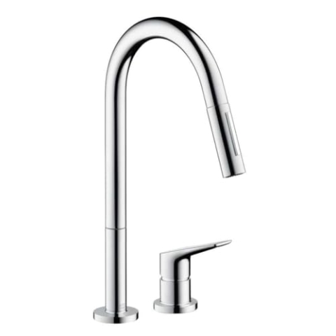 Hansgrohe 2 Loch Spültischmischer Axor Citterio M chrom mit Ausziehbrause 34822000