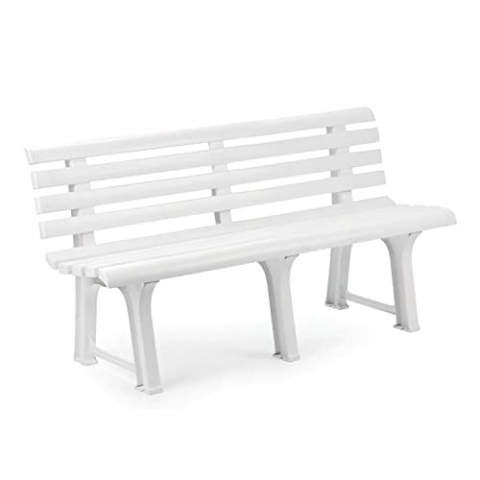 Außenbank, Made in Italy, 145x49x74 cm, Farbe Weiß