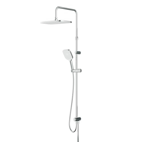 Duschset Brauseset Duschsystem ohne Armatur, Regenduschset Kopfbrause quadratischer Überduschkopf Duschsäule Dusche AM.PM F07FA000 Func, Chrom