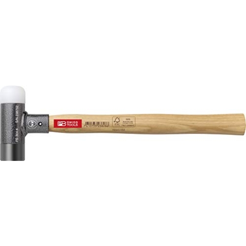 PB Swiss Tools Rückschlagfreier Hammer PB 304.4 | Kopf Ø 35 mm | Swiss Made | Kombinierter Schon- und Schlosserhammer mit Stiel aus Hickory-Holz für satte und präzise Schläge