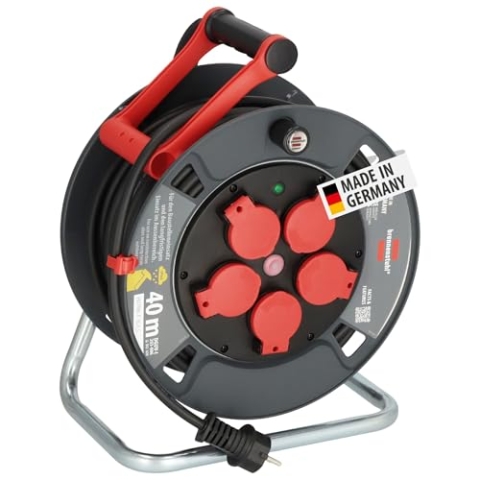Brennenstuhl Professional Kabeltrommel 300 KU 4100 (40m Kabel in schwarz, aus Spezialkunststoff, Baustelleneinsatz und ständiger Einsatz im Außenbereich, Made in Germany)
