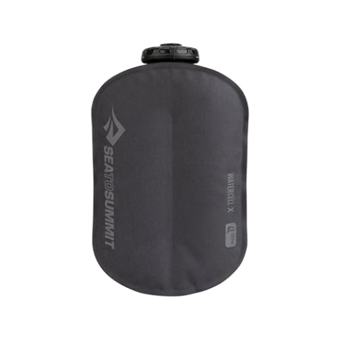 Sea to Summit - Watercell X 4L - Wasserbehälter & -Spender - Durchflusskontrolle & Duschkopf - BPA-freie Innenbeschichtung aus TPU - Kompakt - Wandern & Camping - 28 x 21 x 10cm - Grey - 170g