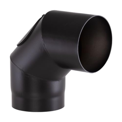 Fumio Ofenrohr Kaminrohr Rohrbogen Wandrosette Wandmuffe Ø120mm (Rohrbogen 90° Revisionsklappe)