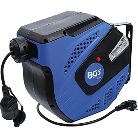 BGS 3324 | Automatische Kabeltrommel | 20 m + 1 m Zuleitung | 180° seitlich schwenkbar | inkl. Montagehalter