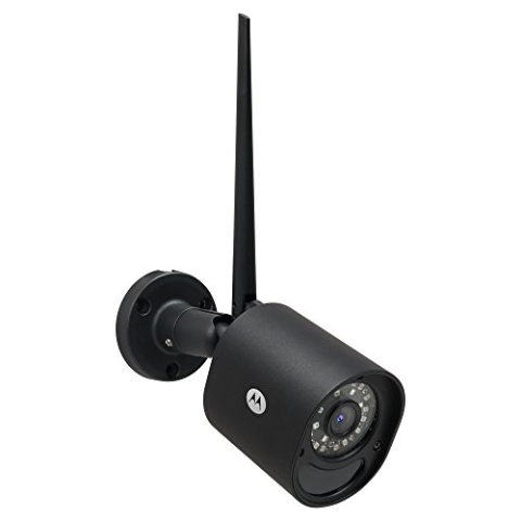 Motorola FOCUS 72 Outdoor | Überwachungskamera mit Wandmontage | Zoom, Infrarot Nachtsicht Funktion und einen Bewegungsmelder, LAN, WLAN und App Unterstützung - Schwarz - UK Stecker, 1 Stück (1er Pack)