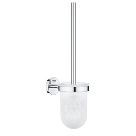 GROHE Start Cosmopolitan, Toilettenbürstenset WC ohne Bohren (Klobürste mit Halter, Wandmontage, zum Kleben oder Bohren geeignet, Kleber separat kaufen, mit Schrauben und Dübel), chrom, 41169000