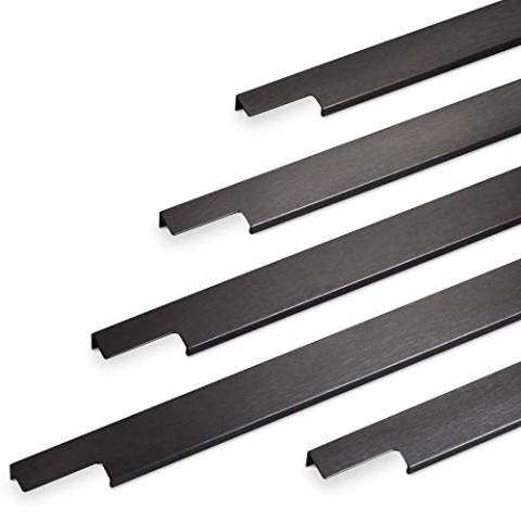 5 Stück Möbelgriffe BLANKETT 895 mm schwarz gebürstet Profilgriffe (Werden an die Frontinnenseite verschraubt) Schubladengriffe Griff-Profilleisten von SO-TECH®