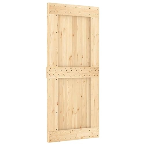vidaXL Tür, Schiebetür mit Schiebetürbeschlägen, Holztür Schiebetürsystem für Schlafzimmer Scheunen, Innentür Zimmertür, Massivholz Kiefer