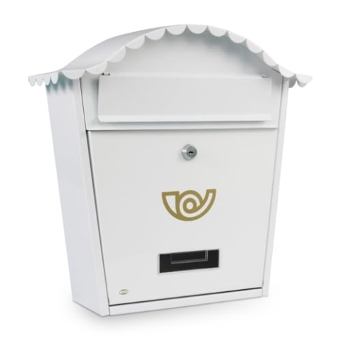 Amig 7463 - Außenbriefkasten Modell 1, aus Stahl, Farbe Weiß, Maße 37 x 32 x 10,5 cm (DIN-A4-Papierformat)