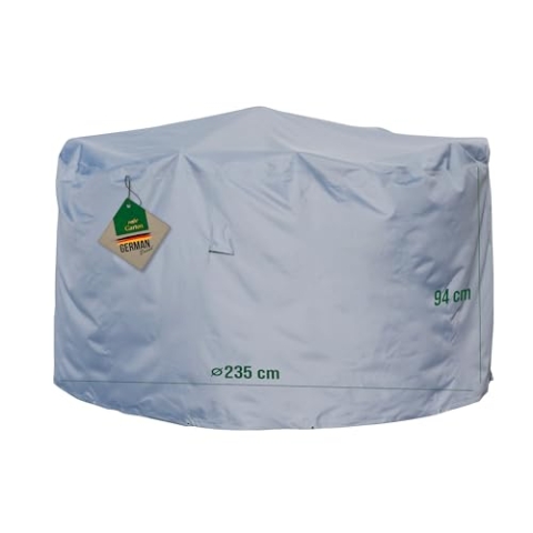 Mehr Garten Gartenmöbel Abdeckung Sitzgruppe rund, Ø235x94 cm, grau, Oxford 600D Gewebe, Schutzhülle für Gartentisch und Gartenstühle, wasserdicht, UV-beständig und wetterfest