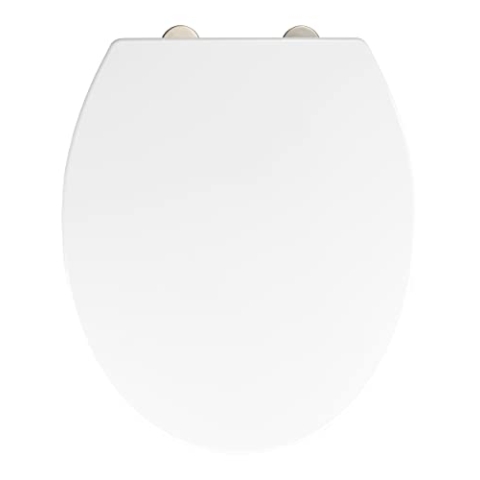 WENKO WC-Sitz Birori, Toilettensitz mit Absenkautomatik, WC-Deckel mit Fix-Clip Hygiene-Befestigung, aus antibakteriellem Duroplast, Weiß