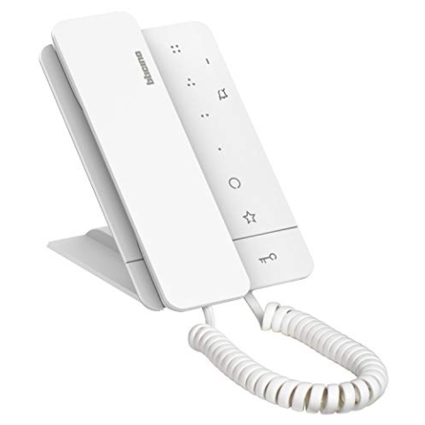 BTICINO, Audio-Hausstation CLASSE 100 A16M, Innenstelle mit Handhörer für 2-Draht TürTürsprechanlagen mit Türomatfunktion/Artzschaltung, 3 Sensortasten, 4 frei konfig. Tasten & 16 melodischen Ruftönen