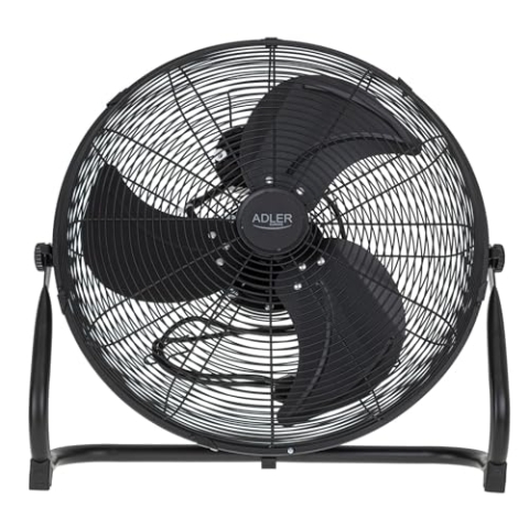 ADLER EUROPE Circulator 45cm, 18", Bodenventilator 200W, Ventilator design shwarz, Windmaschine mit 3 Geschwindigkeitsstufen & stufenlos neigbarem Ventilatorkopf, Leise Arbeit<63 dB