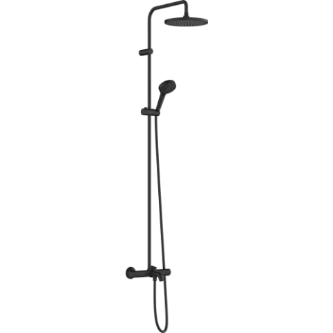 hansgrohe Wannen-Duschsystem Vernis Blend, Brausekopfgröße 240 mm, Duschset mit Wannenthermostat, Duschkopf, Schlauch, Brausestange, Regendusche mit 1 Strahlart, verstellbar, Mattschwarz