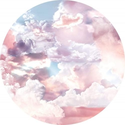 Komar DOT runde und selbstklebende Vlies Fototapete Candy Sky - Ø Durchmesser 125 cm - 1 Stück - Wolken, Himmel, Tapete, Dekoration, Wandtapete, Wandbild, Wandbelag, Designtapete - D1-010