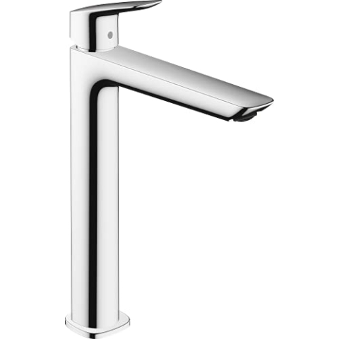 hansgrohe Logis - Waschtischarmatur ohne Ablauf, Wasserhahn Bad mit Auslauf Höhe 232 mm, Mischbatterie Waschbecken wassersparend (EcoSmart), Chrom, 71258000