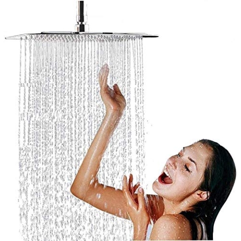 Cocoarm Regendusche Quadratischer Einbauduschkopf Duschkopf Kopfbrause Regenbrause 50 X 50 cm Wasserfall Quadratisch Regenduschkopf poliert Spiegeleffekt Brausekopf
