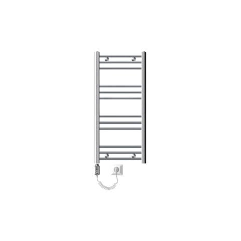 ECD Germany Badheizkörper Elektrisch ECO 400 x 800 mm mit Heizstab 300W Chrom gebogen mit Seitenanschluss-Design Heizkörper Handtuchwärmer Handtuchtrockner Handtuchheizkörper Handtuchheizung Heizung