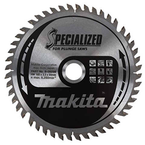 Makita Kreissägeblatt B-09298, 165 x 20 mm, 48-Zahn, für Tauchsägen – Rot/Silber