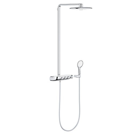 GROHE Rainshower SmartControl Duo 360, Duschsystem (Regendusche mit Thermostat, kein Verbrühen am Thermostat, Sicherheitssperre bei 38°C, Duscharmatur mit 3 Strahlarten), moon white, chrom, 26250LS0