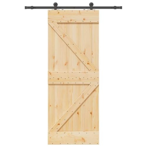 vidaXL Schiebetür mit Beschlag 80x210 cm Massivholz Kiefer
