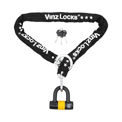 VINZ Kungur Kettenschloss ø10mm | ART 3 Zertifikat | Schloss für Roller Scooter Motorrad Moped E-Bike & hochwertiges Fahrrad | sicheres Rollerschloss Kette Loop U-Lock | 100-300 cm x (300cm)