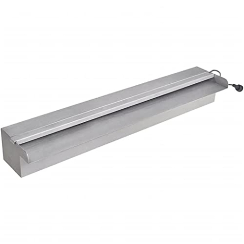 vidaXL Edelstahl Wasserfall mit LEDs 60cm Wasserspiel Teich Kaskade 2 Anschlüsse