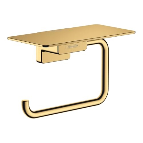 hansgrohe AddStoris - Toilettenpapierhalter mit Ablage, Klopapierhalter für Wandmontage, Klorollenhalter, verdeckte Befestigung, Badezimmer Zubehör, Brushed Bronze, 41772140