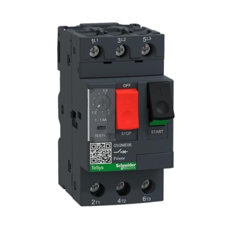 Schneider Electric - TeSys GV2ME – Disj Motor – 1,1,6 A – 3P 3D – Magnetthermischer Auslöser – GV2ME06