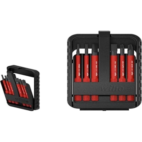Wiha Bit Set slimBit für Elektriker (44366), rote Bits für speedE, 6 teilig in Box