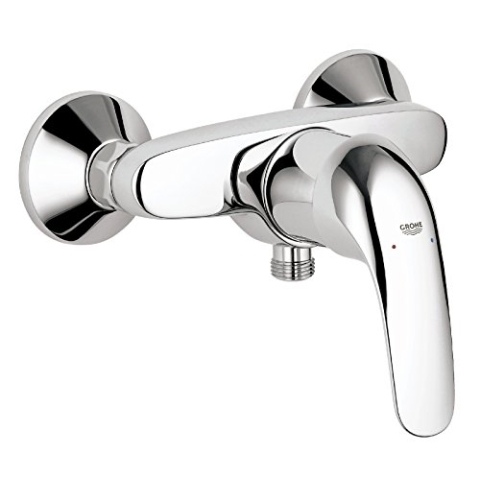 Grohe Duscharmatur Swift, 23268000, Einhandmischer für Brause mit Mengenbegrenzung, Wandmontage, Rückflussverhinderer, SilkMove Keramikkartusche, StarLight Oberfläche, Chrom, 09616 4 Swift New für Brause