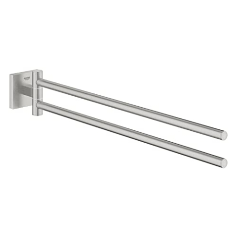 GROHE Start Cube - Handtuchhalter (2-armig schwenkbar, verdeckte Befestigung, verschraubbar), supersteel, 40976DC0