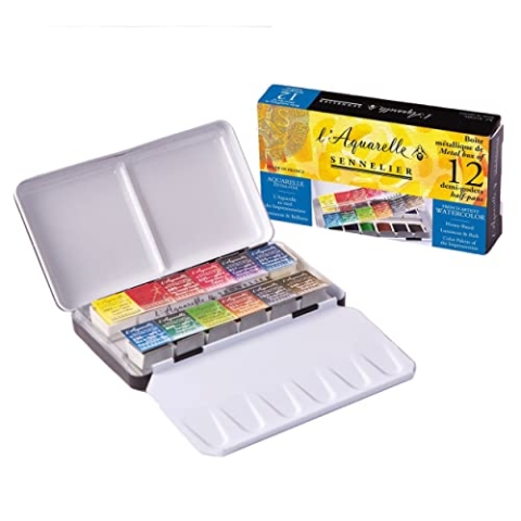 Sennelier Aquarell Zinn Metallic 12-teilig Pocket Set