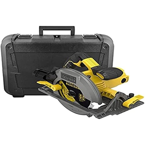 Stanley FatMax Handkreissäge FME301K (1650 Watt, 66 mm / 50 mm (90°/45°), mit Parallelanschlag, Durchmesser 190 mm, mit 2 Einstellrasten & Staubsaugeranschluss, inkl. Hartmetall-Sägeblatt, Koffer)