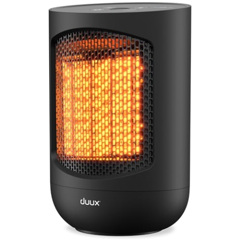 Duux Zone Energiesparender Heizlüfter Leise - Elektrische Heizung mit 1500 Watt, 3 Leistungsstufen, thermostat und 60 Grad horizontaler Schwingung - Schwarz