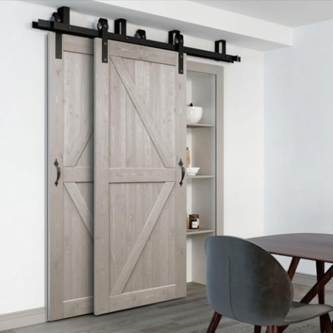 HOME DELUXE - Doppelholzschiebetür SOLIA - Kiefernholz - 205 x 105 cm, inkl. Gleitschiene und Rollen I Holztür Wohnungstür Innentür