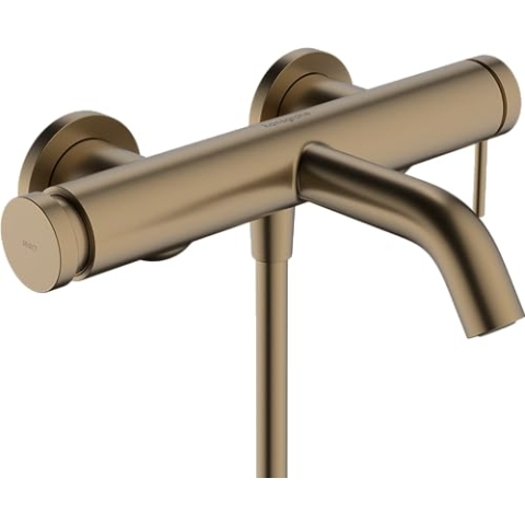 hansgrohe Tecturis S - Badewannenarmatur Aufputz für 2 Verbraucher, Mischbatterie Badewanne mit Auslauf Länge 20,9cm , Brushed Bronze