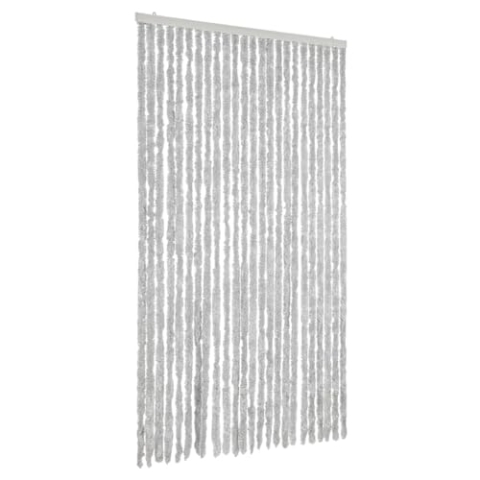 vidaXL Fliegenvorhang, Insektenschutz für Haus Mobilheim Wohnwagen, Türvorhang mit Haken, Fadenvorhang Insektenvorhang, Grau Chenille