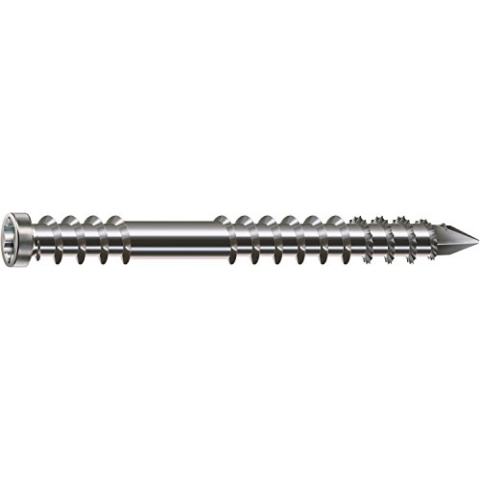 SPAX Terrassenschraube aus Edelstahl rostfrei A4, 6,0 x 60 mm, 100 Stück, T-STAR plus, Zylinderkopf, Fixiergewinde, CUT-Spitze, 0538000600603