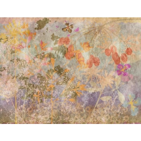 Livingwalls The Wall Vliestapete mit floralem Muster – 3,71 m x 2,80 m – Bunt, Orange, Lila – Fototapete mit Blättermotiv Made in Germany – 382641